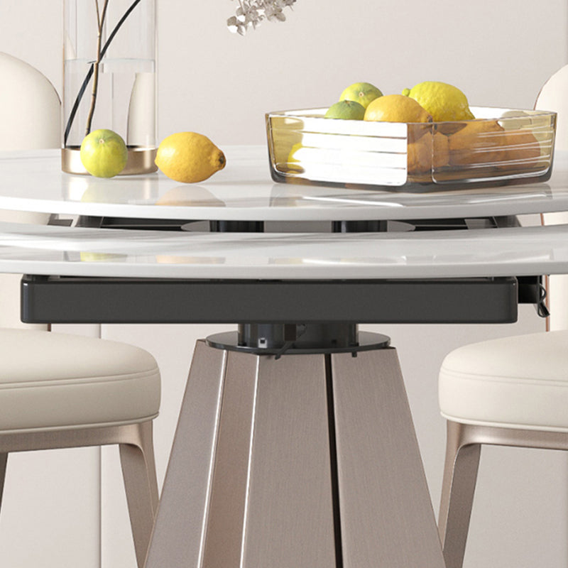 Modern Round Sintered Stone Table Set 1/4/5/7/9 Pieces Dining Set Clearhalo 'Dining Room Sets' 'Dining Tables & Seating' 'dining_room_set' 'furn' 'furn_dining_room_set' 'Furniture' 'Kitchen & Dining Furniture' 5726396