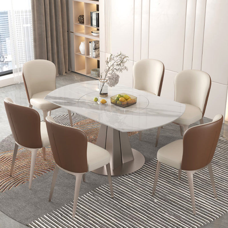 Modern Round Sintered Stone Table Set 1/4/5/7/9 Pieces Dining Set Clearhalo 'Dining Room Sets' 'Dining Tables & Seating' 'dining_room_set' 'furn' 'furn_dining_room_set' 'Furniture' 'Kitchen & Dining Furniture' 5726399