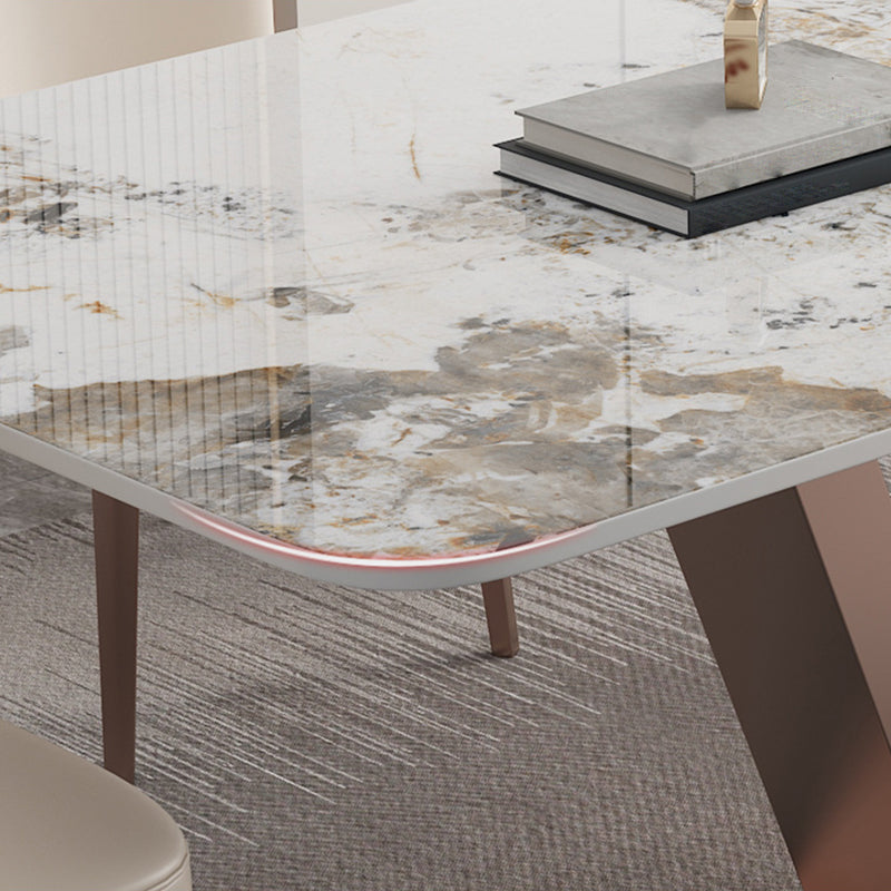 Nordic Glam Rectangle Sintered Stone Table Set 1/2/5/6 Pieces Dining Set Clearhalo 'Dining Room Sets' 'Dining Tables & Seating' 'dining_room_set' 'furn' 'furn_dining_room_set' 'Furniture' 'Kitchen & Dining Furniture' 5726407