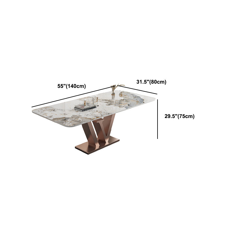 Nordic Glam Rectangle Sintered Stone Table Set 1/2/5/6 Pieces Dining Set Clearhalo 'Dining Room Sets' 'Dining Tables & Seating' 'dining_room_set' 'furn' 'furn_dining_room_set' 'Furniture' 'Kitchen & Dining Furniture' 5726414