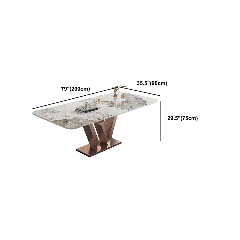 Nordic Glam Rectangle Sintered Stone Table Set 1/2/5/6 Pieces Dining Set Clearhalo 'Dining Room Sets' 'Dining Tables & Seating' 'dining_room_set' 'furn' 'furn_dining_room_set' 'Furniture' 'Kitchen & Dining Furniture' 5726418