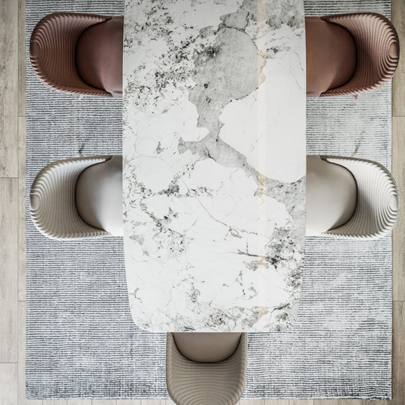 Rectangle Dining Table Set 1/4/7 Pcs Stone Dining Table with Upholstered Chairs Clearhalo 'Dining Room Sets' 'Dining Tables & Seating' 'dining_room_set' 'furn' 'furn_dining_room_set' 'Furniture' 'Kitchen & Dining Furniture' 5726429