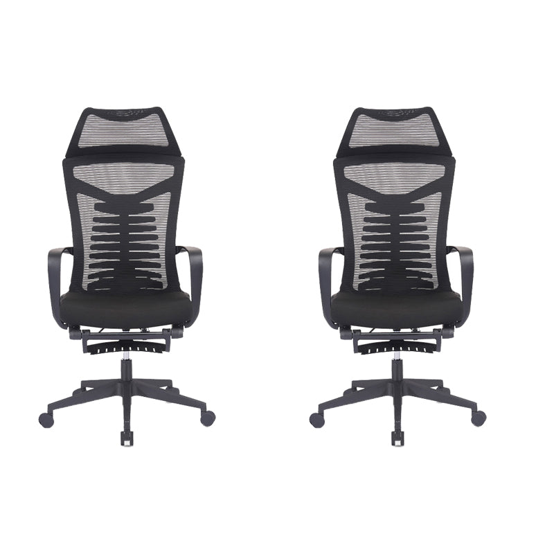 Mesh Office Desk Chair High Back Black Office Chair with Arms Contemporary Chair 2 Piece Set Nylon Sponge Clearhalo 'furn' 'furn_office_chair' 'Furniture' 'Office Chairs' 'Office Furniture' 'office_chair' 5726624