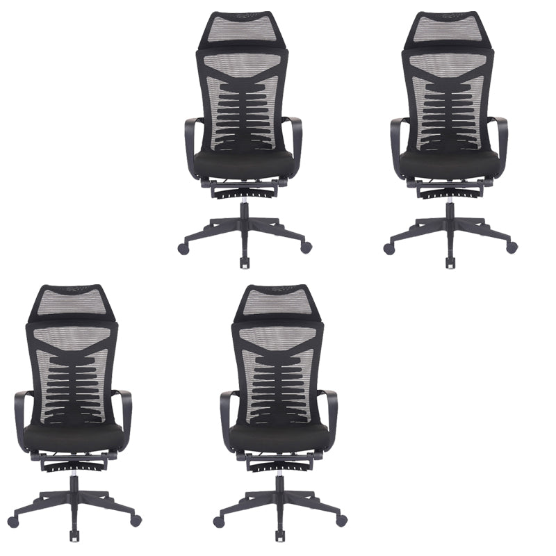 Mesh Office Desk Chair High Back Black Office Chair with Arms Contemporary Chair 4 Piece Set Nylon Sponge Clearhalo 'furn' 'furn_office_chair' 'Furniture' 'Office Chairs' 'Office Furniture' 'office_chair' 5726626