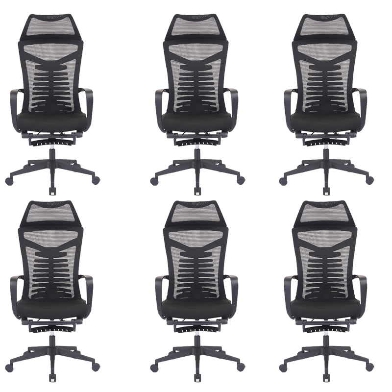 Mesh Office Desk Chair High Back Black Office Chair with Arms Contemporary Chair 6 Piece Set Nylon Sponge Clearhalo 'furn' 'furn_office_chair' 'Furniture' 'Office Chairs' 'Office Furniture' 'office_chair' 5726629