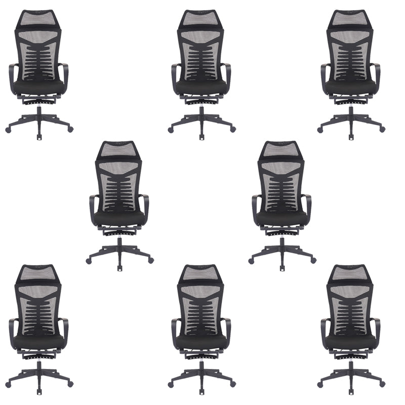 Mesh Office Desk Chair High Back Black Office Chair with Arms Contemporary Chair 8 Piece Set Nylon Sponge Clearhalo 'furn' 'furn_office_chair' 'Furniture' 'Office Chairs' 'Office Furniture' 'office_chair' 5726631