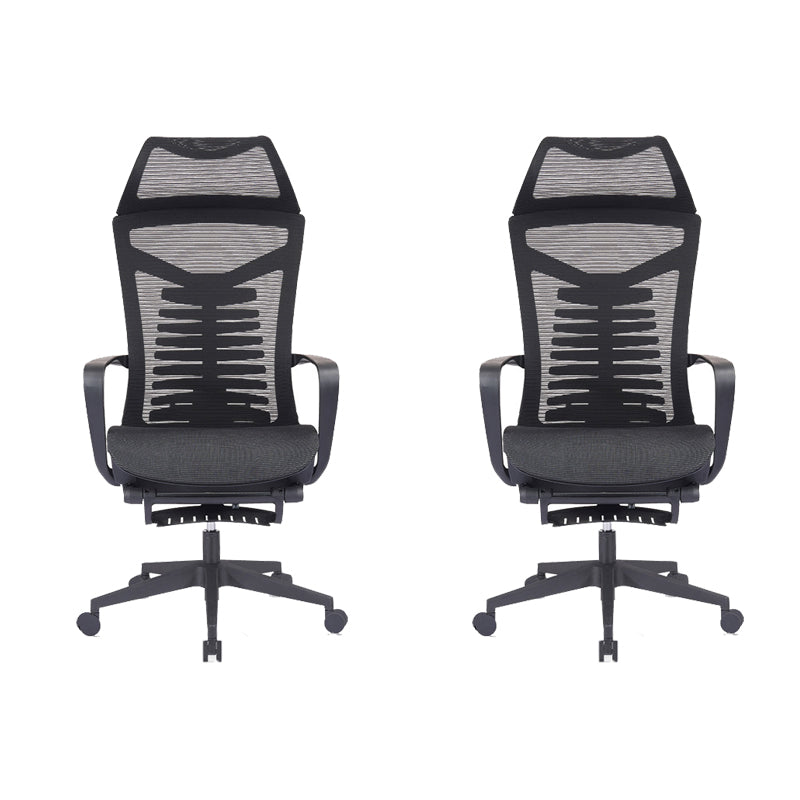Mesh Office Desk Chair High Back Black Office Chair with Arms Contemporary Chair 2 Piece Set Nylon Foam Mesh Clearhalo 'furn' 'furn_office_chair' 'Furniture' 'Office Chairs' 'Office Furniture' 'office_chair' 5726635