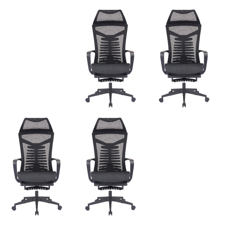 Mesh Office Desk Chair High Back Black Office Chair with Arms Contemporary Chair 4 Piece Set Nylon Foam Mesh Clearhalo 'furn' 'furn_office_chair' 'Furniture' 'Office Chairs' 'Office Furniture' 'office_chair' 5726637