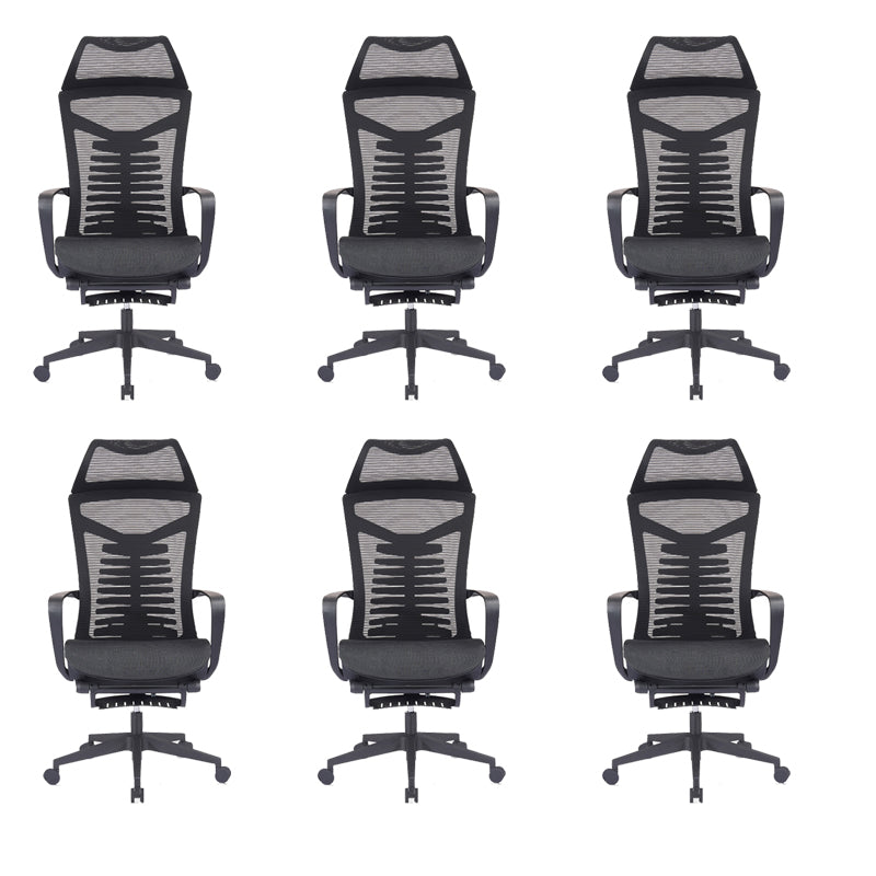 Mesh Office Desk Chair High Back Black Office Chair with Arms Contemporary Chair 6 Piece Set Nylon Foam Mesh Clearhalo 'furn' 'furn_office_chair' 'Furniture' 'Office Chairs' 'Office Furniture' 'office_chair' 5726638