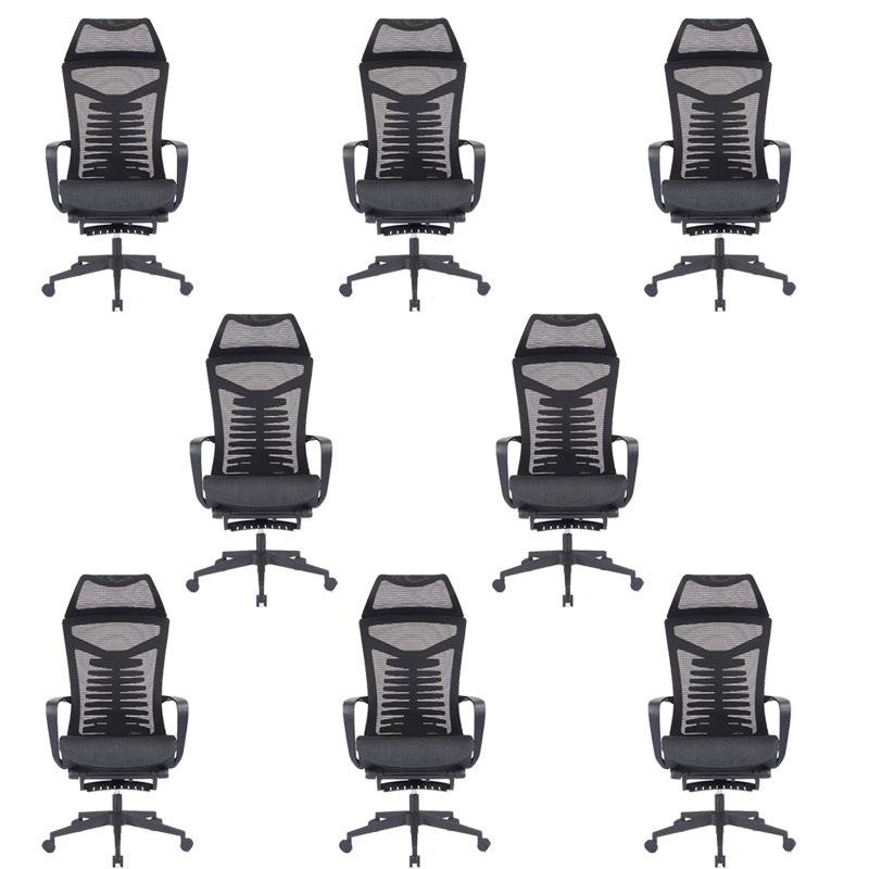 Mesh Office Desk Chair High Back Black Office Chair with Arms Contemporary Chair 8 Piece Set Nylon Foam Mesh Clearhalo 'furn' 'furn_office_chair' 'Furniture' 'Office Chairs' 'Office Furniture' 'office_chair' 5726639