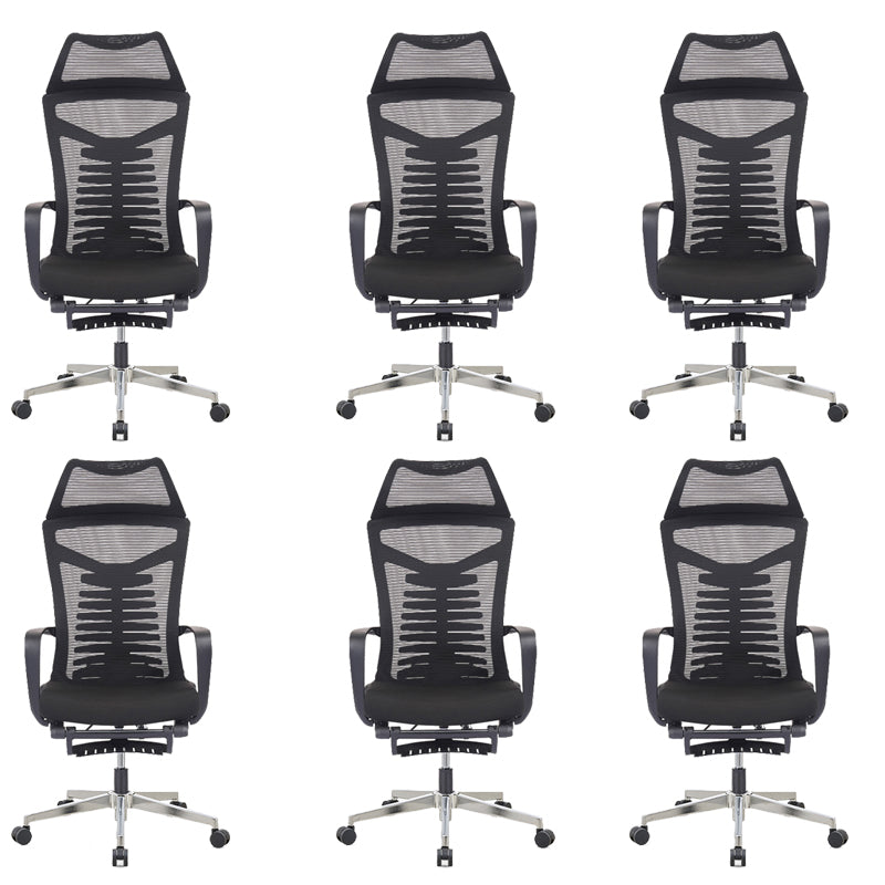 Mesh Office Desk Chair High Back Black Office Chair with Arms Contemporary Chair 6 Piece Set Stainless Steel Sponge Clearhalo 'furn' 'furn_office_chair' 'Furniture' 'Office Chairs' 'Office Furniture' 'office_chair' 5726643