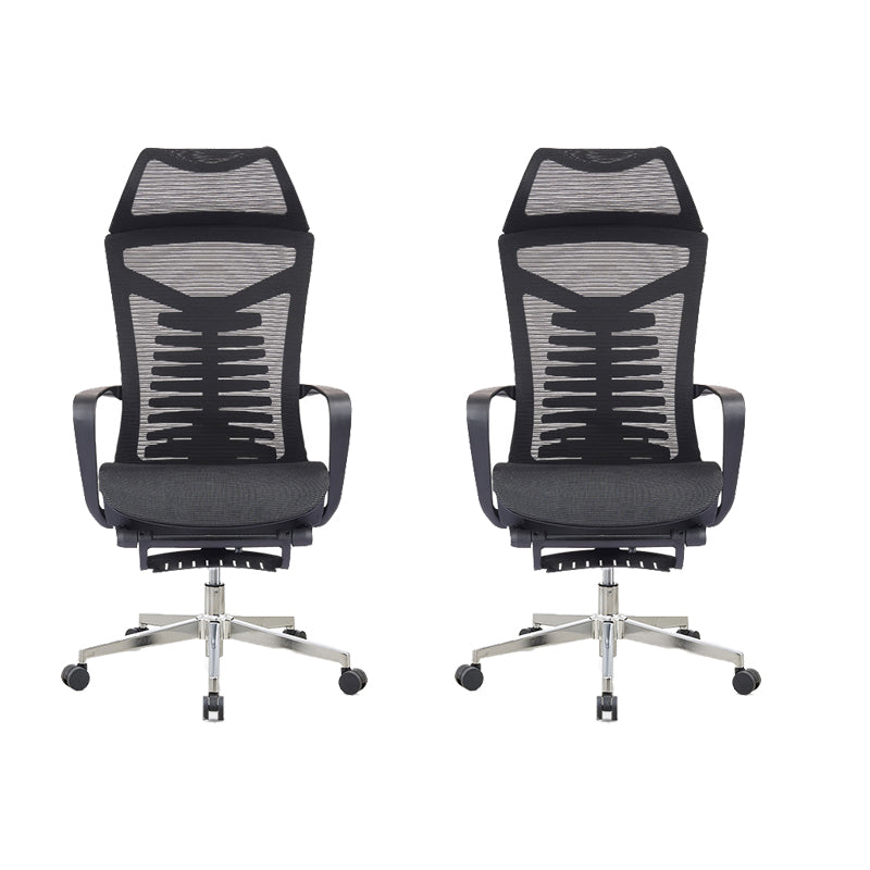 Mesh Office Desk Chair High Back Black Office Chair with Arms Contemporary Chair 2 Piece Set Stainless Steel Foam Mesh Clearhalo 'furn' 'furn_office_chair' 'Furniture' 'Office Chairs' 'Office Furniture' 'office_chair' 5726646