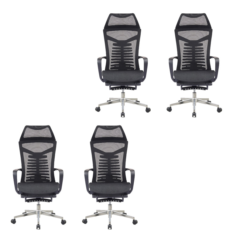 Mesh Office Desk Chair High Back Black Office Chair with Arms Contemporary Chair 4 Piece Set Stainless Steel Foam Mesh Clearhalo 'furn' 'furn_office_chair' 'Furniture' 'Office Chairs' 'Office Furniture' 'office_chair' 5726647