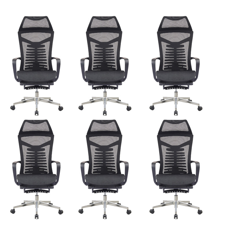 Mesh Office Desk Chair High Back Black Office Chair with Arms Contemporary Chair 6 Piece Set Stainless Steel Foam Mesh Clearhalo 'furn' 'furn_office_chair' 'Furniture' 'Office Chairs' 'Office Furniture' 'office_chair' 5726648