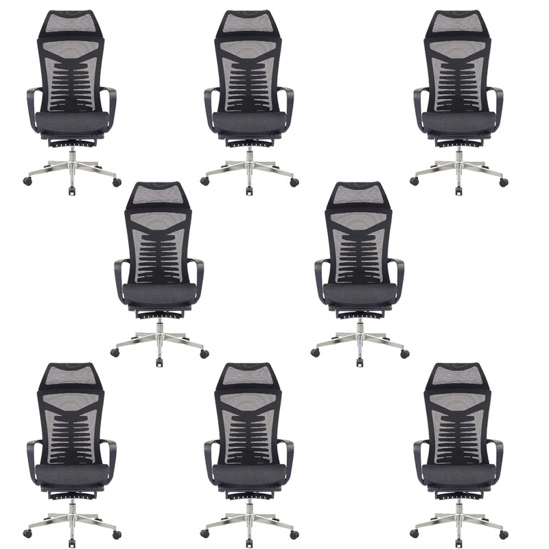 Mesh Office Desk Chair High Back Black Office Chair with Arms Contemporary Chair 8 Piece Set Stainless Steel Foam Mesh Clearhalo 'furn' 'furn_office_chair' 'Furniture' 'Office Chairs' 'Office Furniture' 'office_chair' 5726649