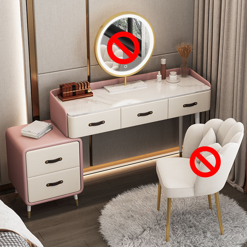 Glam Make-up Vanity Slate Top Vanity Dressing Table Set with Drawers