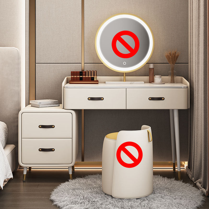 Glam Make-up Vanity Slate Top Vanity Dressing Table Set with Drawers