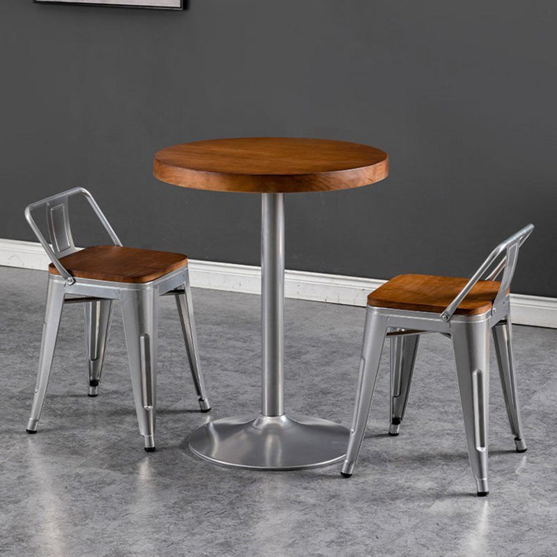 Industrial Dining Set 1/2/3/5 Pcs Kitchen Table and Chairs with Metal Frame 3 Pieces: Brown Table, 2 Brown Chairs Clearhalo 'Dining Room Sets' 'Dining Tables & Seating' 'dining_room_set' 'furn' 'furn_dining_room_set' 'Furniture' 'Kitchen & Dining Furniture' 5726710