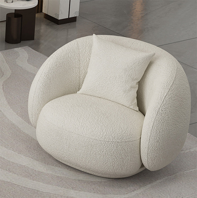 Sofá curva de lana blanca sofá de brazo inclinado moderno para sala de estar