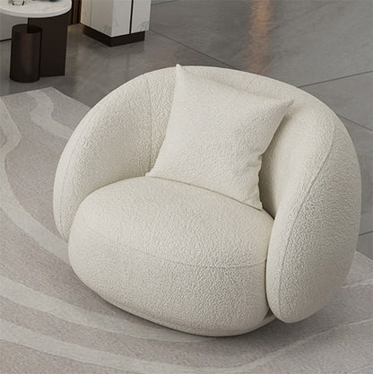 Sofá curva de lana blanca sofá de brazo inclinado moderno para sala de estar