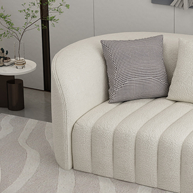 Sofá curva de lana blanca sofá de brazo inclinado moderno para sala de estar