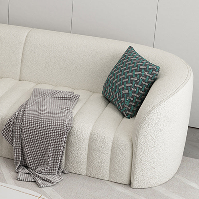 Sofá curva de lana blanca sofá de brazo inclinado moderno para sala de estar