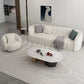 Sofá curva de lana blanca sofá de brazo inclinado moderno para sala de estar