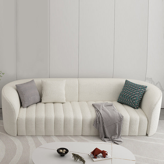 Sofá curva de lana blanca sofá de brazo inclinado moderno para sala de estar