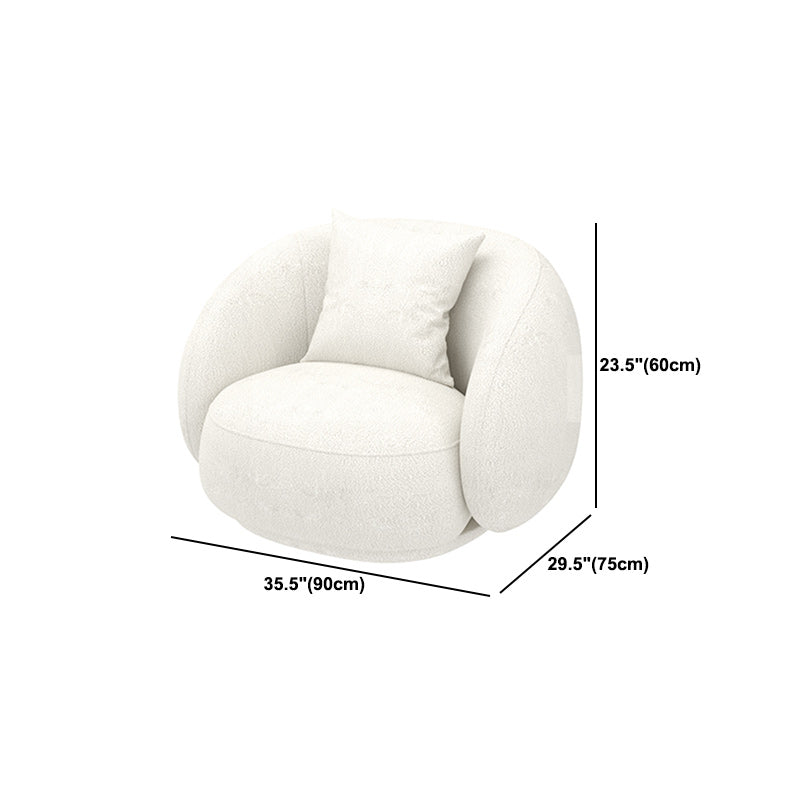 Sofá curva de lana blanca sofá de brazo inclinado moderno para sala de estar