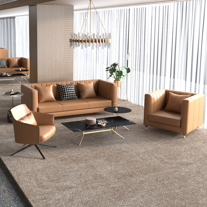 Genuine Leather Tuxedo Arm Sofa 33.46" Wide Contemporary Sofa, Brown Clearhalo 'furn' 'furn_sofas' 'Furniture' 'Living Room Furniture' 'Sofa' 'sofas' 5726771