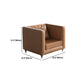 Genuine Leather Tuxedo Arm Sofa 33.46" Wide Contemporary Sofa, Brown Clearhalo 'furn' 'furn_sofas' 'Furniture' 'Living Room Furniture' 'Sofa' 'sofas' 5726775