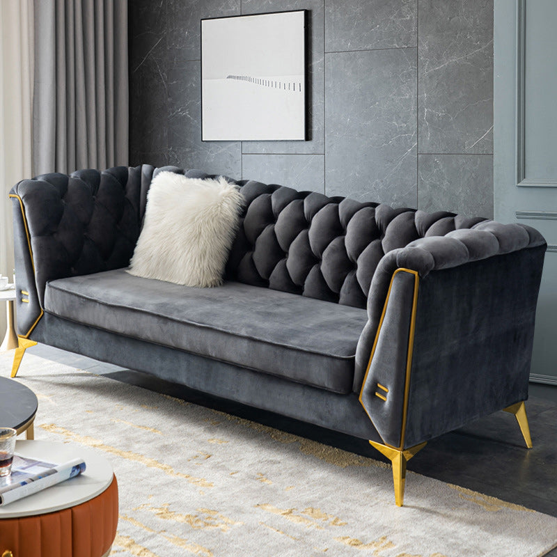 Tuxedo Arm Sofa 2/3-Seater Contemporary Tufted Velvet Sofa - 30.7" H