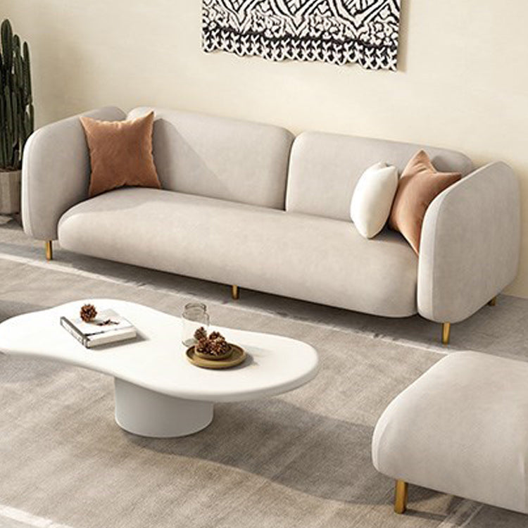 モダンスタイルのフェイクレザーソファスクエアアームタキシードリビングルームソファーの真鍮製の脚