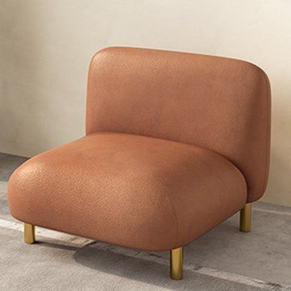 モダンスタイルのフェイクレザーソファスクエアアームタキシードリビングルームソファーの真鍮製の脚