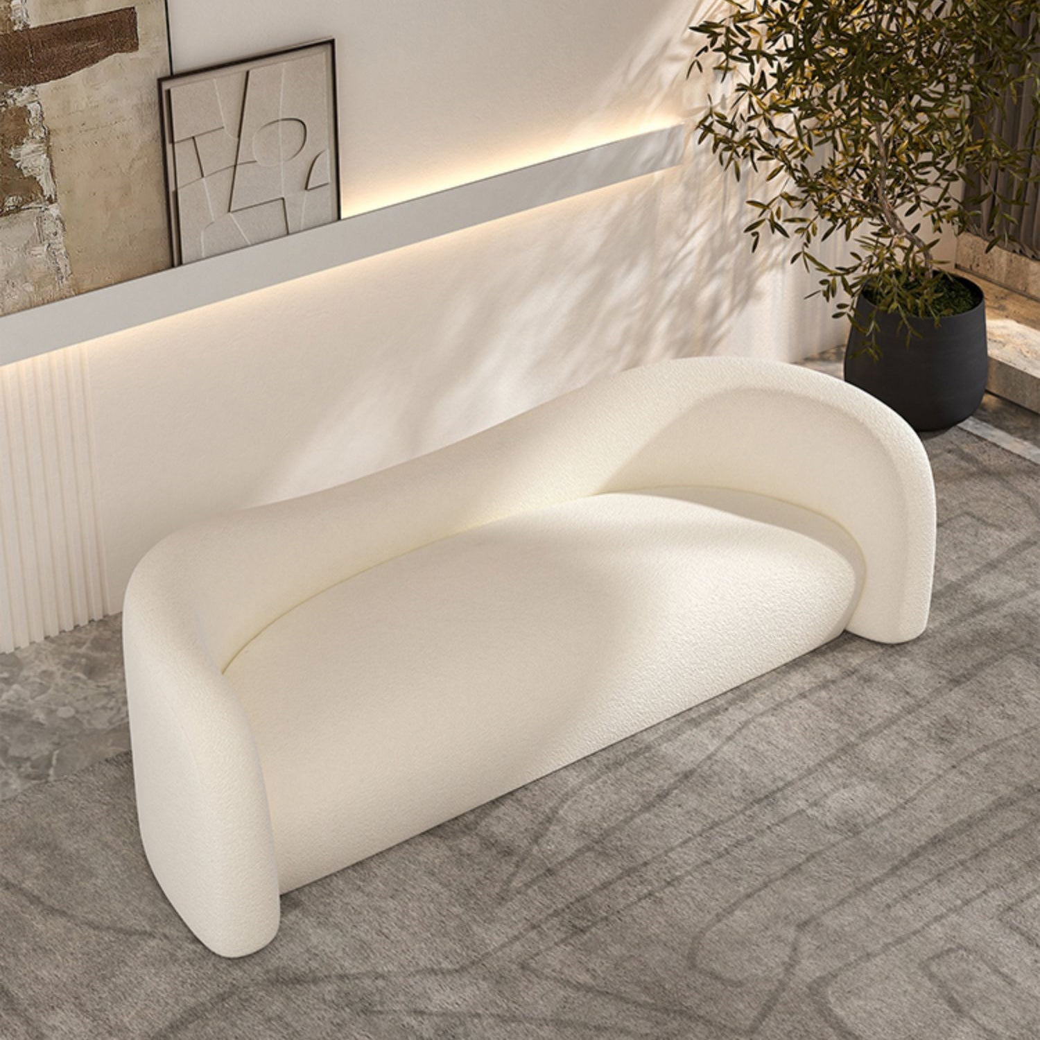 Contemporary Wool Curved Sofa Modern Sloped Arm Sofa for Living Room Clearhalo 'furn' 'furn_sofas' 'Furniture' 'Living Room Furniture' 'Sofa' 'sofas' 5726983