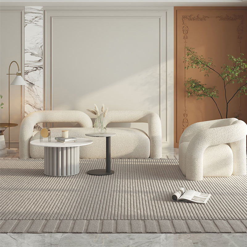 27.56" High Wool Sofa Modern Simple Tuxedo Arm Sofa in White