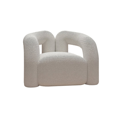 27.56" High Wool Sofa Modern Simple Tuxedo Arm Sofa in White