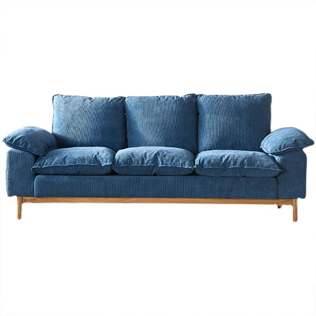 SOFA NORDICO DA 3 PERDIO CHE CILLATO POLIESTRO CHOUTO TOTTO CON CUSCHIONI E BASE IN LEGNO