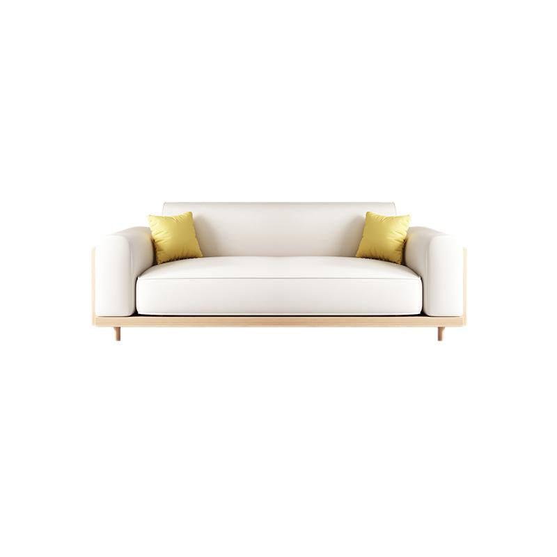 Contemporary White Cushions Standard Square Arm Slipcovered Sofa