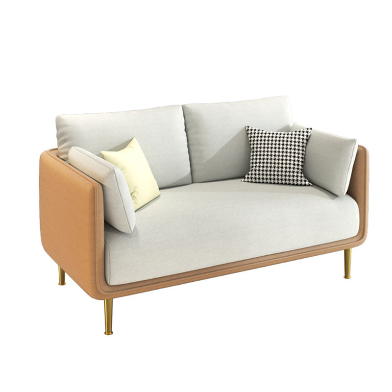 Contemporary Standard Faux Leather Stain Resistant Sofa Couch 47"L x 28"W x 33"H Orange White Clearhalo 'furn' 'furn_sofas' 'Furniture' 'Living Room Furniture' 'Sofa' 'sofas' 5727184