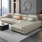 Faux Leather L-Shape Sectional with Adjustable Head Pillow for 4 People