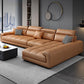 Faux Leather L-Shape Sectional with Adjustable Head Pillow for 4 People