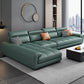 Faux Leather L-Shape Sectional with Adjustable Head Pillow for 4 People