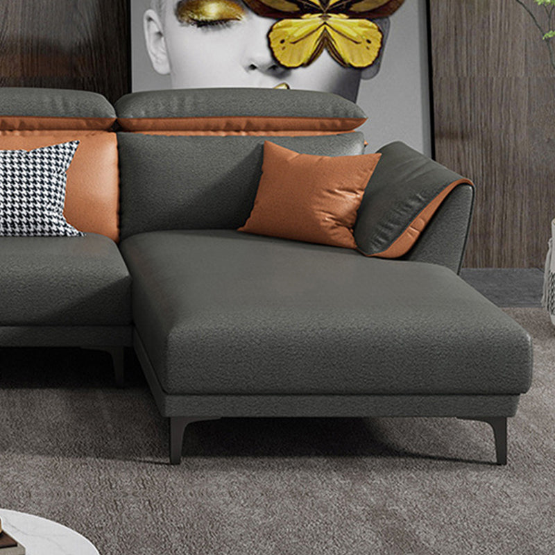 Sectionnel contemporain en faux cuir avec oreiller pour 4 personnes