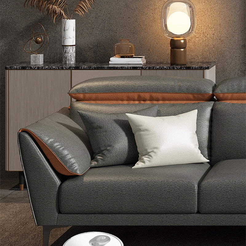 Sectionnel contemporain en faux cuir avec oreiller pour 4 personnes