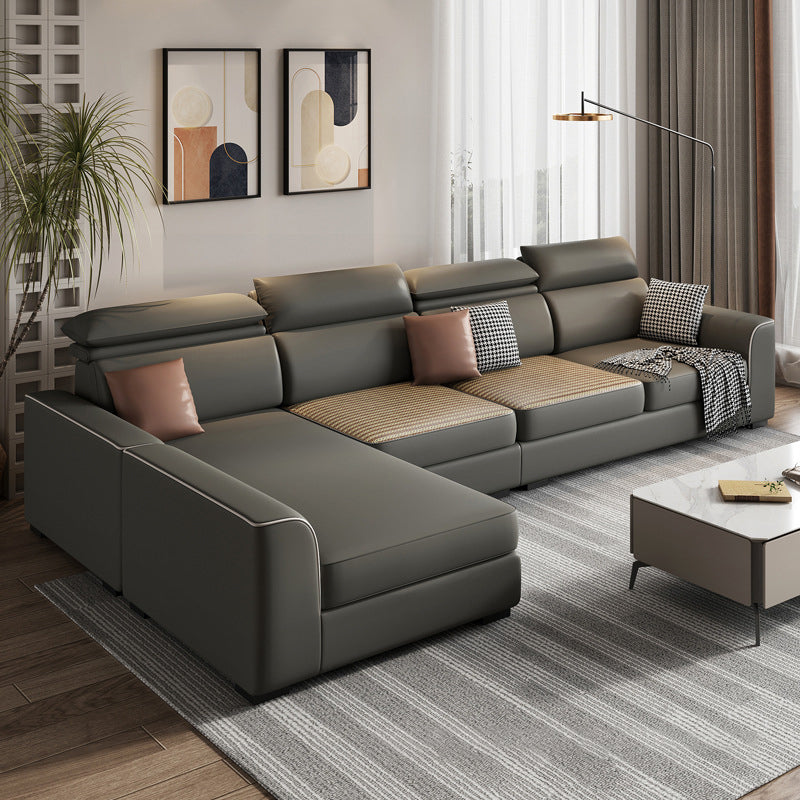 Modern 4-Seater Sofa with Square Arms for Living Room Reversible Sectional