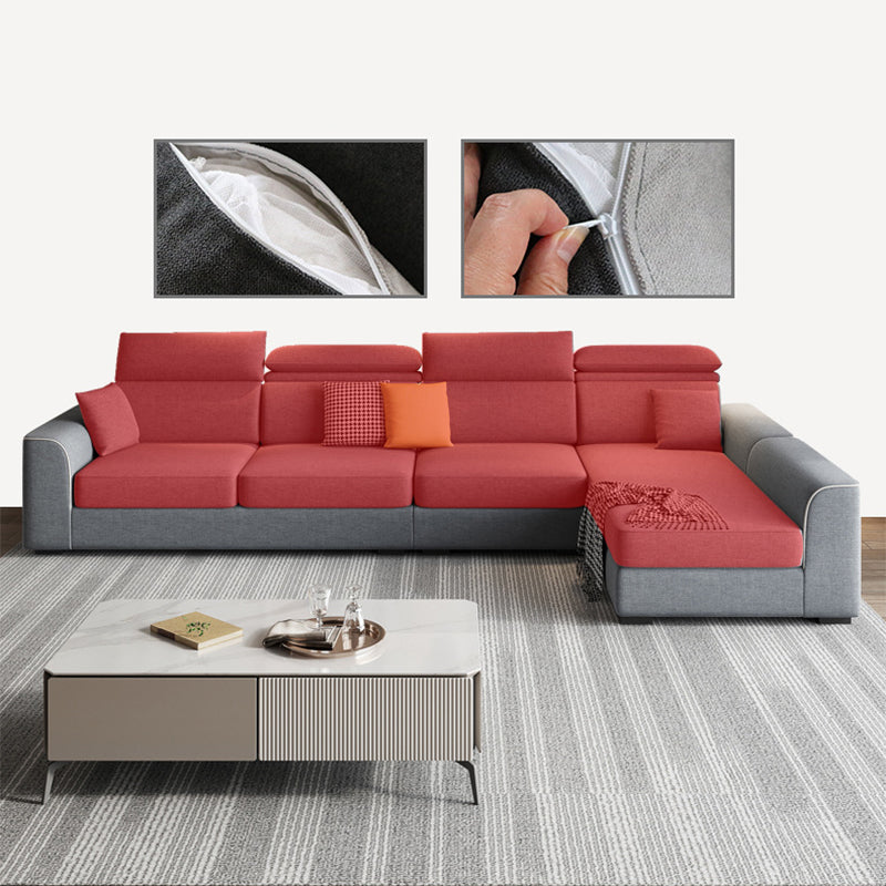 Modern 4-Seater Sofa with Square Arms for Living Room Reversible Sectional