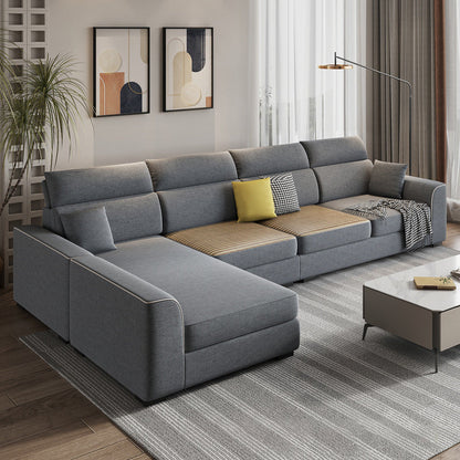Modern 4-Seater Sofa with Square Arms for Living Room Reversible Sectional