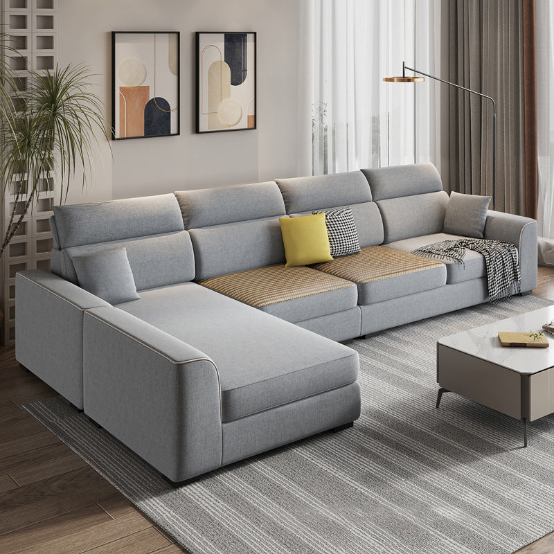 Modern 4-Seater Sofa with Square Arms for Living Room Reversible Sectional