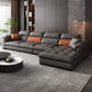 Tufted Pillow Top Arm Sofa with Chaise 133.86" W Faux Leather Sofa